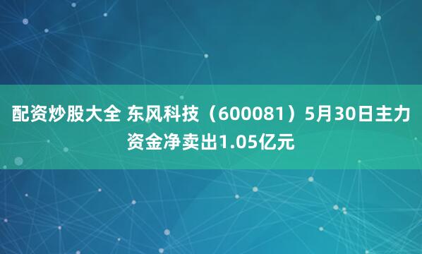 配资炒股大全 东风科技（600081）5月30日主力资金净卖出1.05亿元