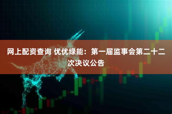 网上配资查询 优优绿能：第一届监事会第二十二次决议公告